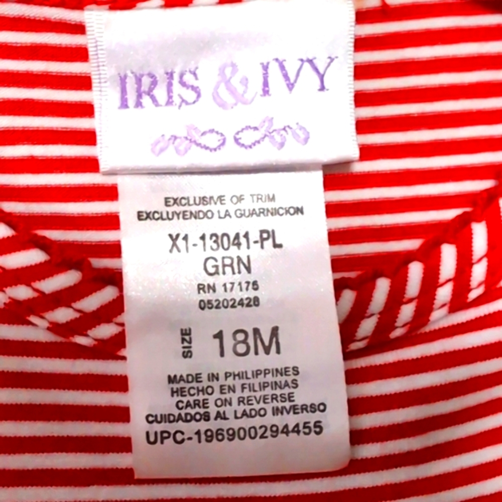 NEW....Iris & Ivy Kids' Nutcracker Stripe Long Sleeve Party Dress....18 Months - Picture 10 of 10